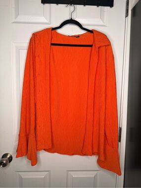 PrettyLittleThing Orange Crinkle Plisse Button Down Blouse